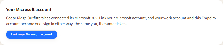 Your account: the Your Microsoft account section with Link your Microsoft account